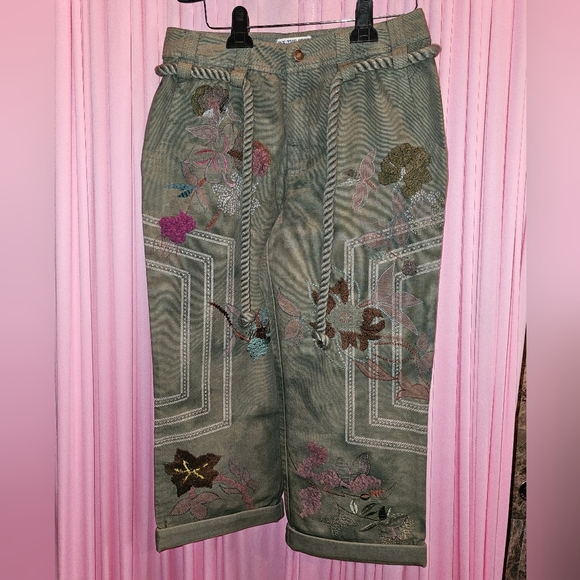 We The Free Embroidered Women's Jeans - Green and Pink - Picture 1 of 5